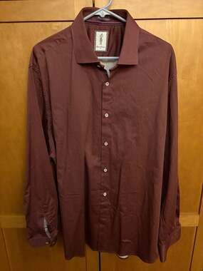 Robert Graham Tailored Fit Chevron Print Stretch Dress Shirt - Men's XXL 18.5